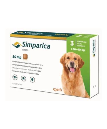Zoetis Simeparika 80 mg from fleas and dogs for dogs 20-40kg - Buy Online on GoSupps.com