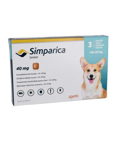 Zoetis Simeparika 40 mg from fleas and dogs for dogs 10-20 kg - Buy Online on GoSupps.com