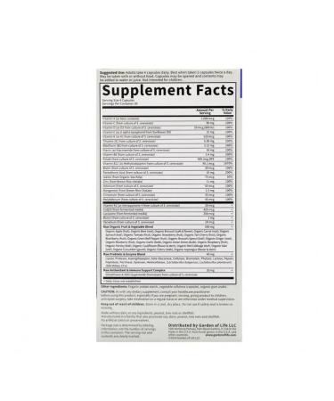 Garden of Life Multivitamins MEN 120 vegetarian capsules - Buy Online on GoSupps.com