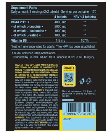 BioTechUSA Amino acids BCAA + B6 200 tab - Buy Online on GoSupps.com