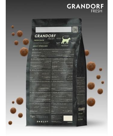 Grandorf fresh Dry food for cats sterilized duck and battting 2kg - Buy Online on GoSupps.com