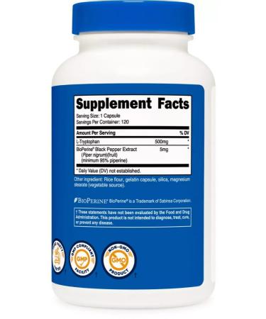 Nutricost L-tripthophanes (L-Tryptophan) 500 mg 120 capsules - Buy Online on GoSupps.com