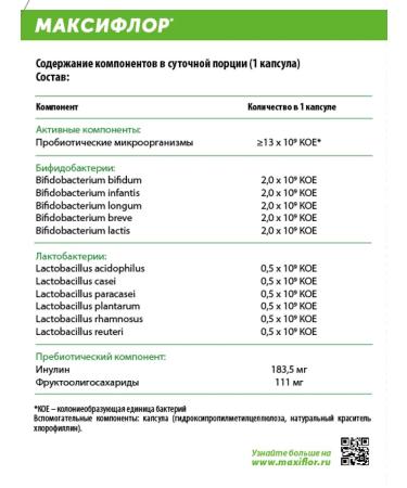 Maxiflor Testing probiotics for the intestine 13 billion with a yeln 10 capsules - Buy Online on GoSupps.com