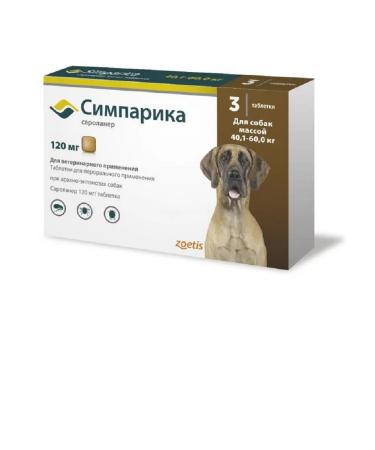 Zoetis Simeparika 120mg from fleas and ticks for dogs 40.1-60kg 3 Tablet - Buy Online on GoSupps.com