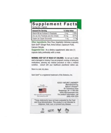 Nature's Answer Zinc plus food supplement 25 mg 60 capsules - Buy Online on GoSupps.com