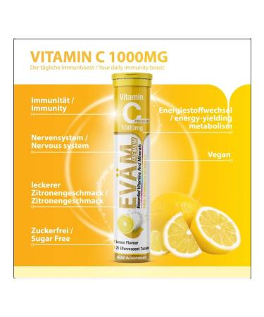 EVAM Vitamin C ascorbic acid 1000 mg 20pcs - Buy Online on GoSupps.com