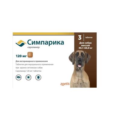 Zoetis 120 mg from fleas and dogs for dogs 40.1-60kg 3 tab