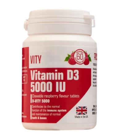 Home medicine cabinet Vitamin D3 5000MO (d-video 5000) Table Zhev (raspberries) x60pcs - Buy Online on GoSupps.com