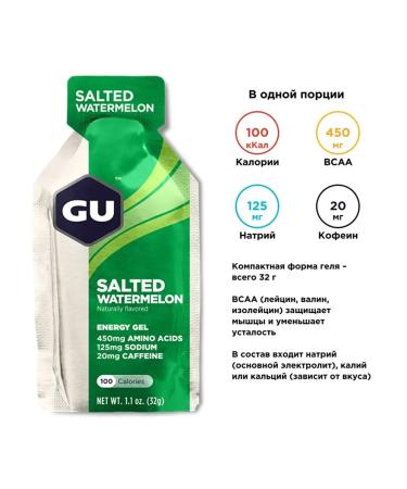 GU Energy Labs Energy gel GU Salt watermelon 5 x 32 g - Buy Online on GoSupps.com