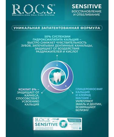 ROCS Sensitive toothpaste recovery and bleaching 2pcs - Buy Online on GoSupps.com