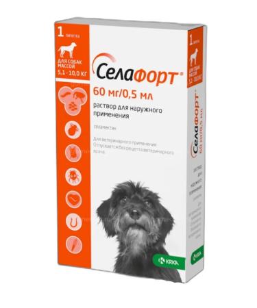 KRKA Selafors Drops from fleas and ticks for dogs from 5.1 to 10 kg
