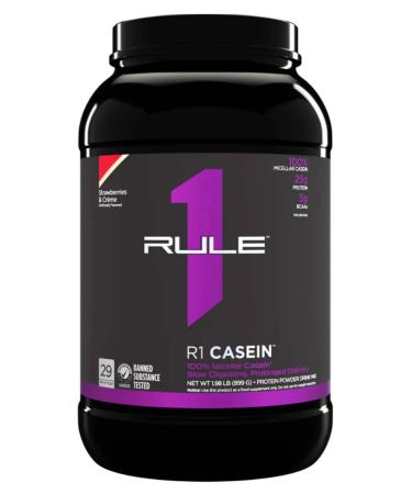 Rule 1 Protein Casein 899 g - strawberries with cream - Buy Online on GoSupps.com