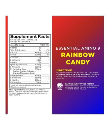 Rule 1 Amino acids Essential Amino 9 345 g - Rainbow candy - Buy Online on GoSupps.com