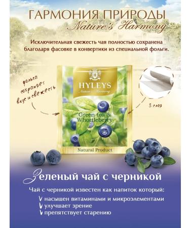 HYLEYS Harmony of nature green tea with blueberries 2 pcs 25 pack - Buy Online on GoSupps.com