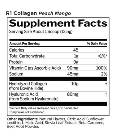 Rule 1 Collagen Collagen Peptides 250 g - peach - mango - Buy Online on GoSupps.com