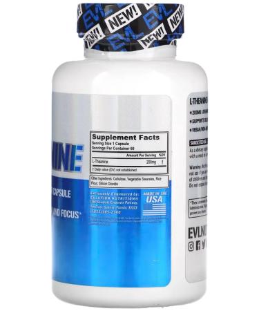 EVLution Nutrition L-theanine 200 mg 60 capsules - Buy Online on GoSupps.com