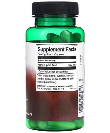 Swanson Alpha-lipoic acid 600 mg 60 capsules - Buy Online on GoSupps.com