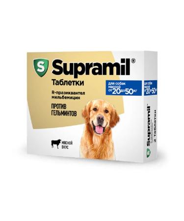 ASTRAPHARM Supramil Table. Antigelm. D dogs weighing 20 to 50 kg No. 2