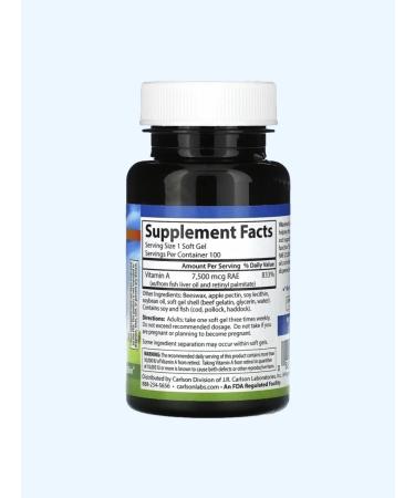 Carlson Vitamin A Vitamin a 25000 IU 100 capsules - Buy Online on GoSupps.com