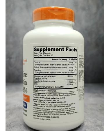 Doctor's Best Glucosamine chondroitin and MSM for joints 240 capsules - Buy Online on GoSupps.com