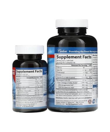 Carlson Elites omega-3 acids from Norwegian fish 1600 mg 120 capsules - Buy Online on GoSupps.com