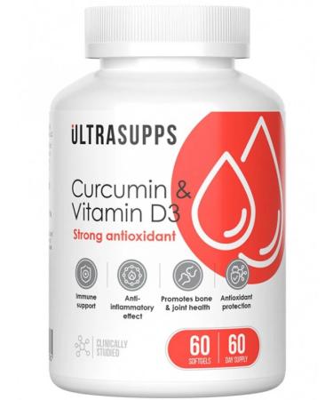 UltraSupps Curcumin & vitamin d3 60 capsules antioxidants - Buy Online on GoSupps.com