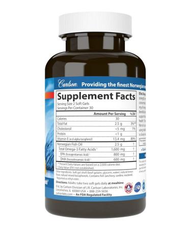 Carlson Labs Elite Omega 3 natural lemon taste 60 capsules - Buy Online on GoSupps.com