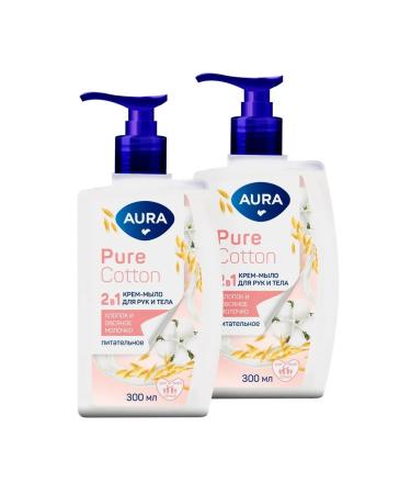 Aura Cream-soap 2V1 cotton and oatmeal 300ml 2 pcs