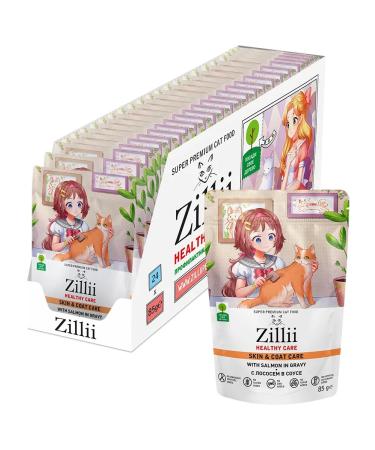 Zillii Wet food for cats for skin and wool salmon 85g x 24pcs - Buy Online on GoSupps.com