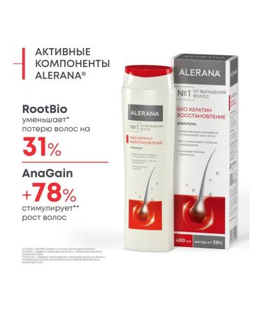 Alerana Hair shampoo with bio keratin women 400ml - Buy Online on GoSupps.com