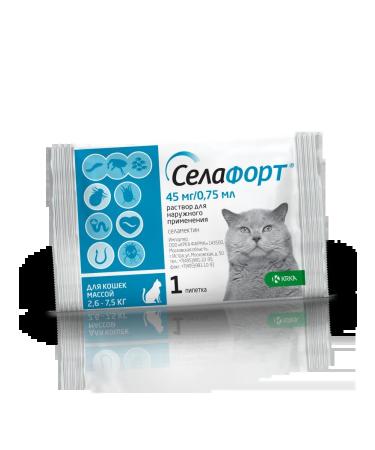 SELAFORT Drops for cats 2.6-7.5 kg from fleas 0.75ml - Buy Online on GoSupps.com