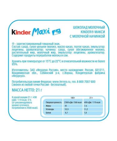 Kinder chocolate maxi 36 pieces of 21 g - Buy Online on GoSupps.com