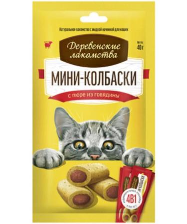 Country delicacies Mini-Kolbasks for cats with beef puree 12pc x 10g - Buy Online on GoSupps.com