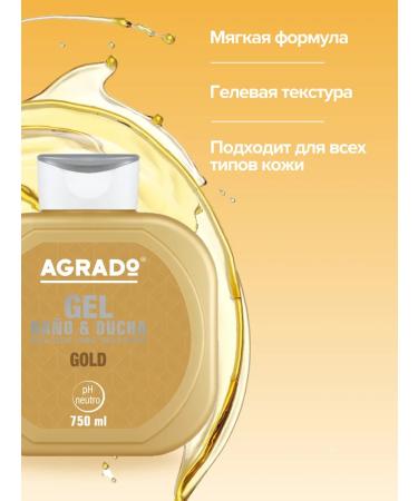 Agrado Shower gel+bath foam 2 in 1 Gold 750 ml - Buy Online on GoSupps.com