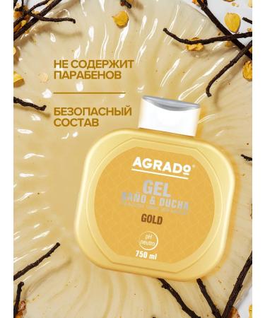 Agrado Shower gel+bath foam 2 in 1 Gold 750 ml - Buy Online on GoSupps.com