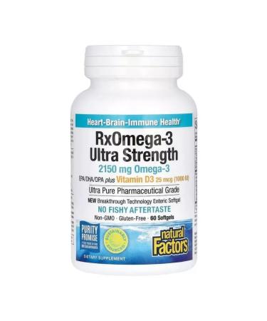 Natural Factors RXOMEGA-3 with vitamin D3 and omega 3 60 capsules - Buy Online on GoSupps.com