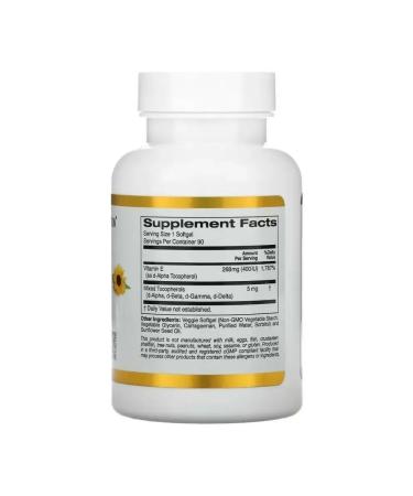 California Gold Nutrition Vitamin E with mixed tocopherols 90 pcs - Buy Online on GoSupps.com