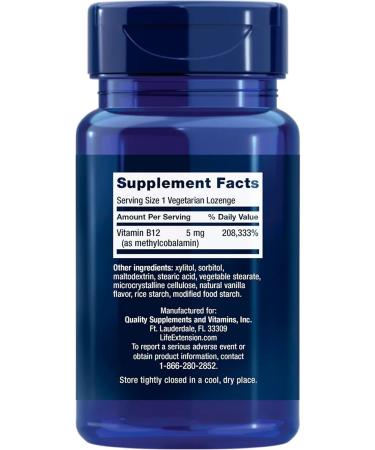 Life extension Vitamin B12 Methylcobalamin group B 5mg 60 loafers - Buy Online on GoSupps.com