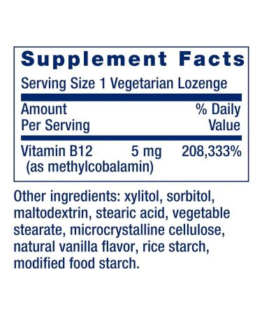 Life extension Vitamin B12 Methylcobalamin group B 5mg 60 loafers - Buy Online on GoSupps.com