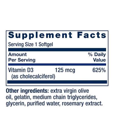 Life extension Vitamin D3 Vitamin 125 g 60 capsules - Buy Online on GoSupps.com