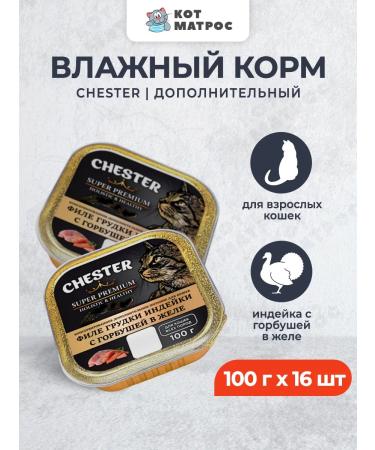 Chester Wet additional. Cat food humpback turkey - 100g x 16pcs