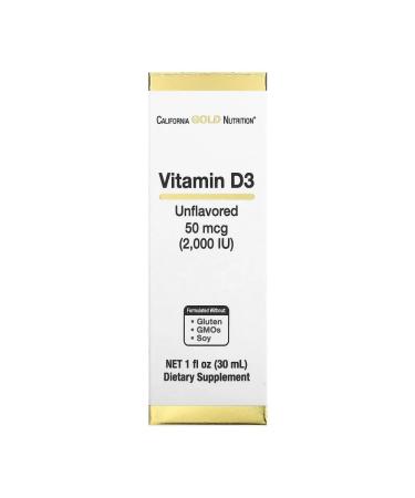 California Gold Nutrition Vitamin D3 2000 ME (without additives) 30 ml Vitamin D3