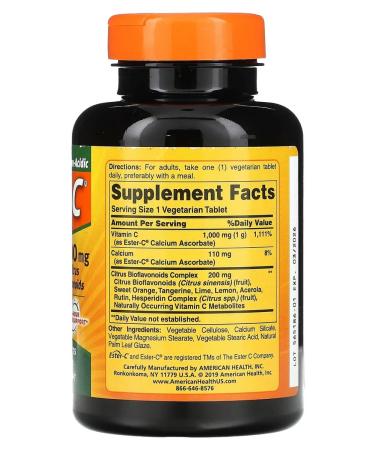 American Health Ester-C with citrus bioflavonoids 1000 mg 120 table - Buy Online on GoSupps.com