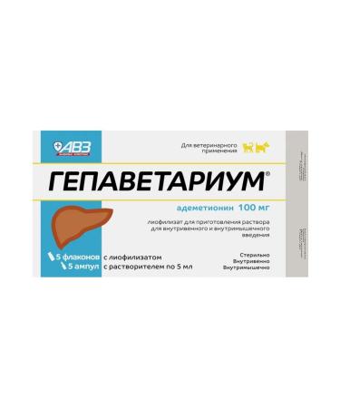 AVZ Hepavetarium 100 mg injection for liver of cats and dogs - 5 FL