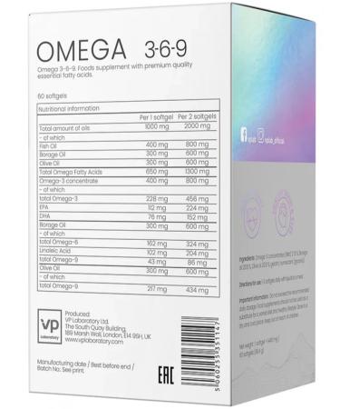 VP Laboratory Omega-3 Omega 3-6-9 60 capsules - Buy Online on GoSupps.com