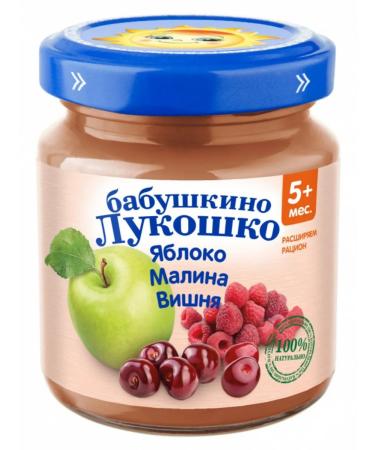 grandma's basket Puree apple raspberries cherries 5+ months 100 g (6 pieces) - Buy Online on GoSupps.com