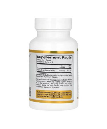 California Gold Nutrition Gold C Vitamin C 1000 mg 60 vegetarian capsules - Buy Online on GoSupps.com