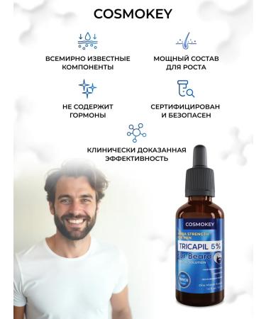 Cosmokey Tricapil 5% serum for growing beard and hair Original - Buy Online on GoSupps.com