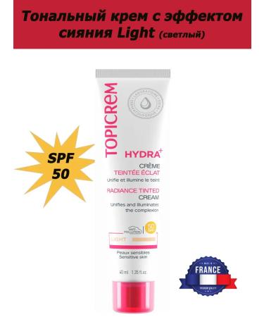 TOPICREM Hydra+ SPF50 Tonal cream with the effect of radiance light 40ml