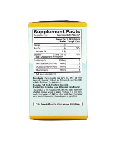 California Gold Nutrition Liquid omega 3 for children Baby's Dha with Vitamin D3 59 ml - Buy Online on GoSupps.com
